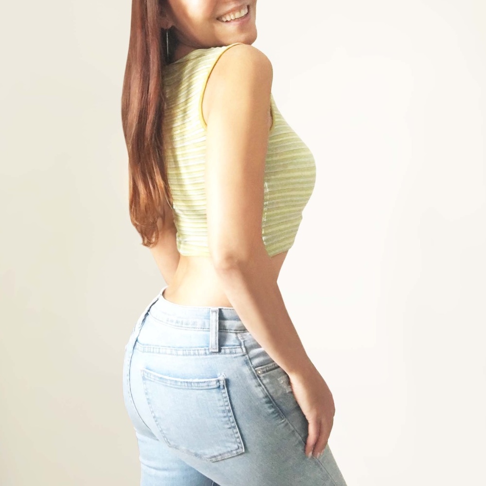 N.Y.K. Multi-Color Stripe Sleeveless Crop Top